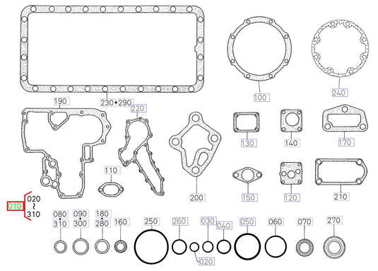 Genuine Kubota Lower Gasket Kit for F2803 Engine 07916-27827