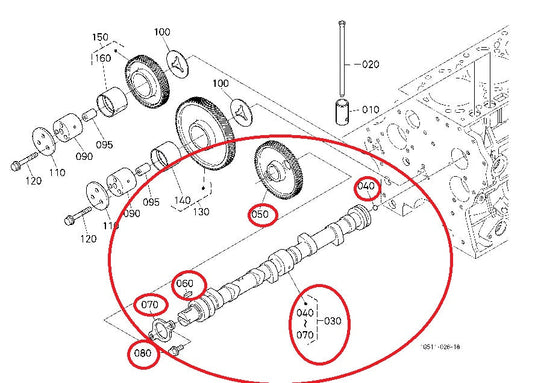 New OEM Kubota Camshaft assy with Gear Replaces Part # 1C020-16013