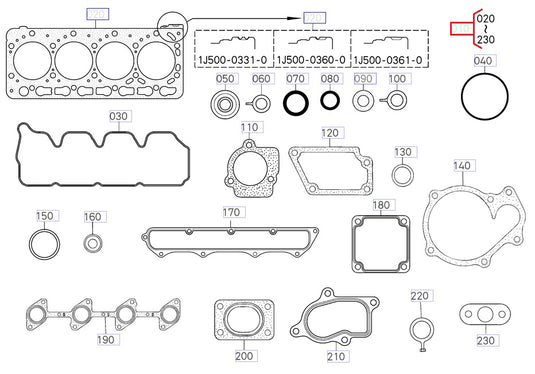 Genuine Upper Gasket Kit for Hyundai 50DA-9K 1G581-99350