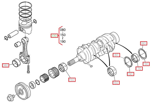Genuine Kubota STD Engine Bearing Kit for F3080 1G700-23753
