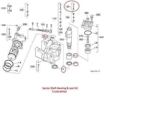 Sector Shaft Steering Seal Kit Fits Kubota L2800