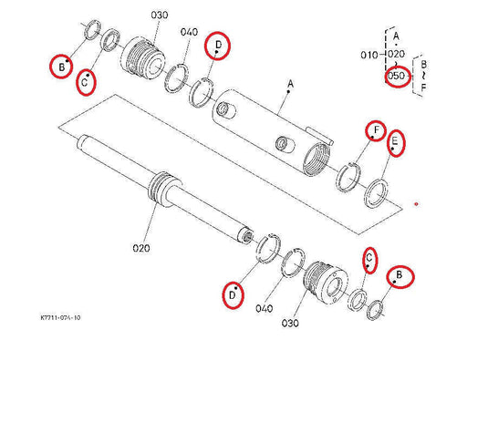 Steering Cylinder Seal Kit for Kubota RTV900W9