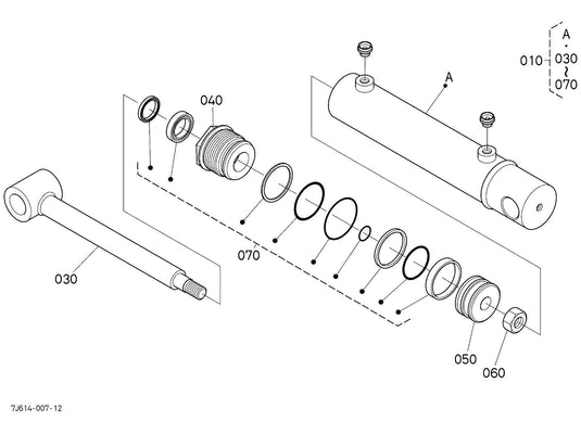 Seal Kit Compatible with Kubota Loader Bucket Cylinder Part # 7J612-64400
