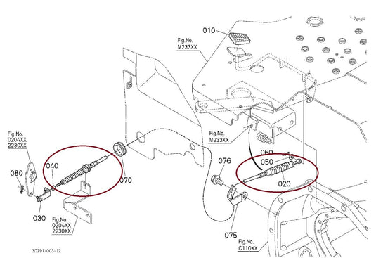 Foot Throttle Cable Fits Kubota M8540DT-1    Tractor