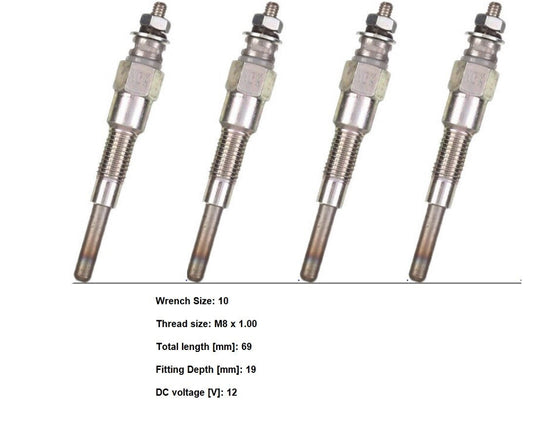 New Glow Plug Set of 4 Fits Kubota V1505