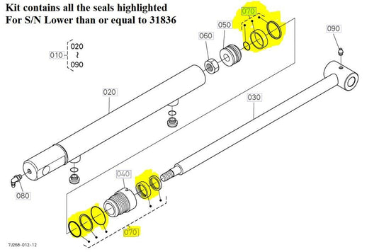 New Kubota LA-853 Lift Cylinder Seal Kit