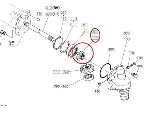 Kubota Steer Knuckle gear Part # TD060-12524, TD060-12523