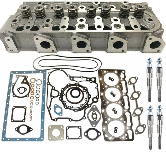 Complete Cylinder Head Valves Gaskets Glow Plugs for Kubota RT270D