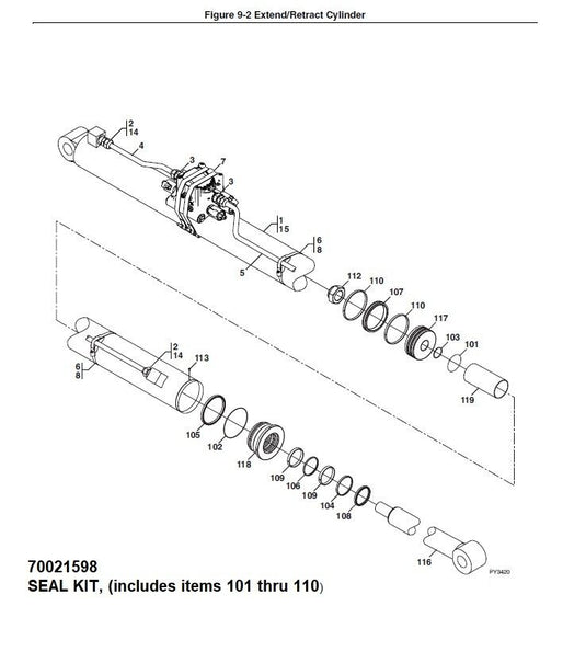 JLG G10-55A Extend/Retract Cylinder 70021598 SEAL KIT