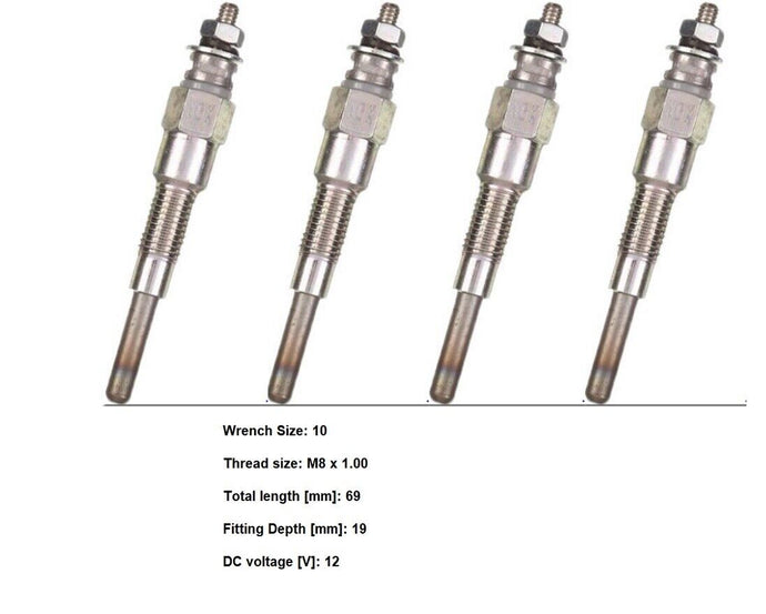New Glow Plug Set of 4 Fits Kubota V1505