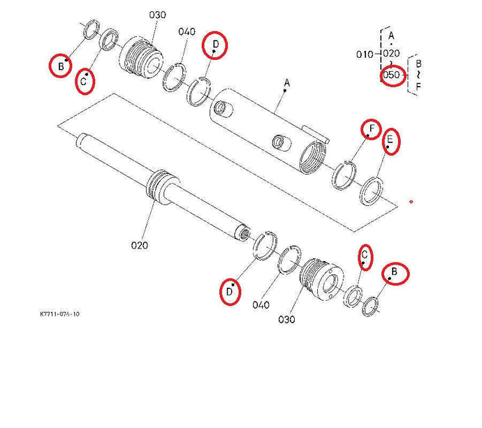 Steering Cylinder Seal Kit Kubota Part Number K7571-16540