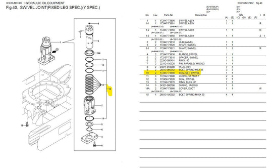 Swivel Joint Seal Kit Fits Yanmar SV08 Excavator Part # 172447-73880