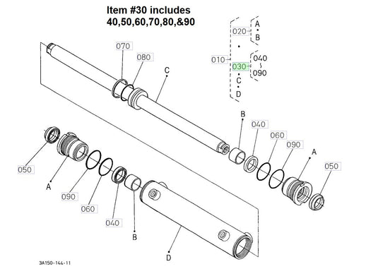 New 3A161-63820 Steering Cylinder Seal Kit Fits Kubota