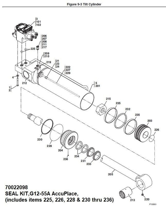 JLG G12-55A AccuPlace 70022098 Tilt Cylinder SEAL KIT