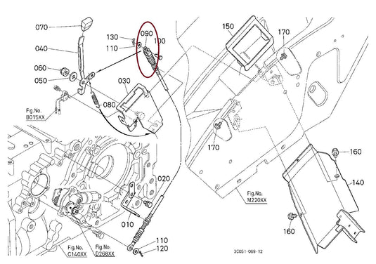 PTO Clutch Cable Fits Kubota Part # 3C001-27740