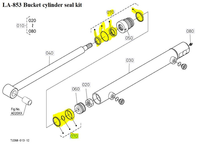 New Kubota LA-853 Bucket Cylinder Seal Kit
