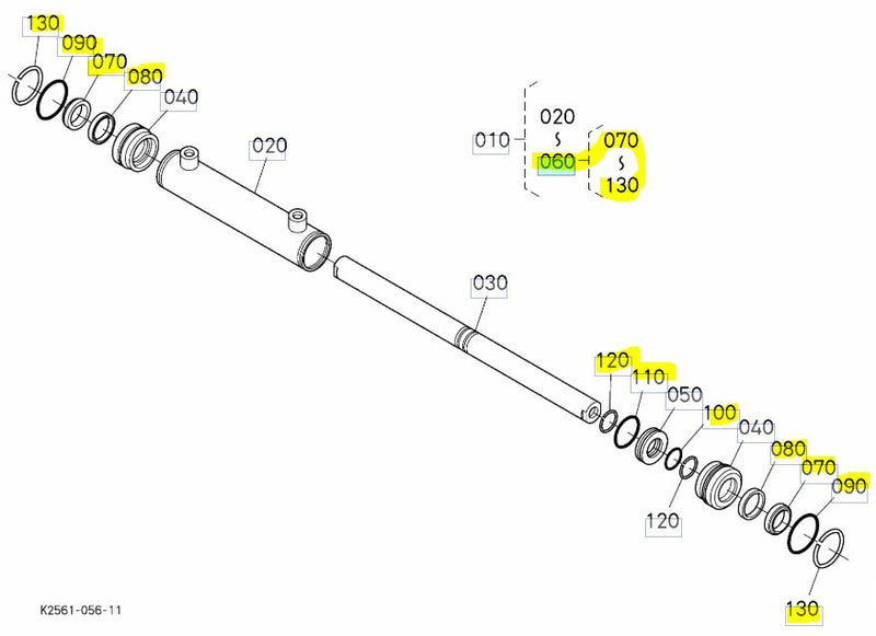 Load image into Gallery viewer, New Kubota 	BX2200D Steering Cylinder Seal Kit
