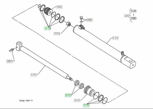 New Kubota LA-682 Lift / Tilt Cylinder Seal Kit