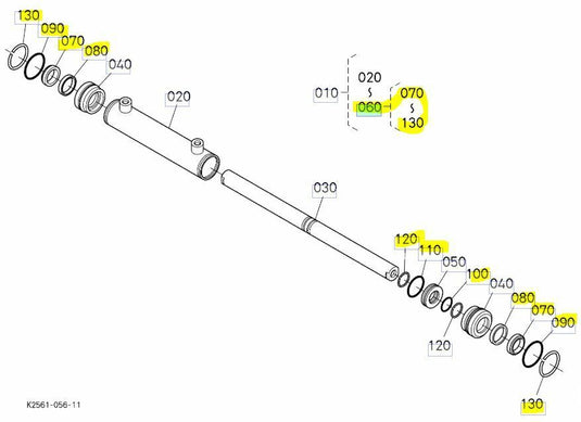 New Kubota 	BX2200D Steering Cylinder Seal Kit