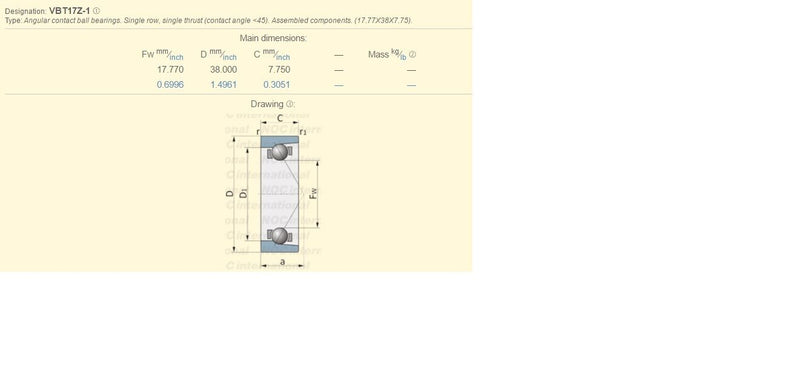 Load image into Gallery viewer, Steering Bearing VBT17Z-2 Fits many Kubota Yanmar Mitsubishi Iseki Massey Case
