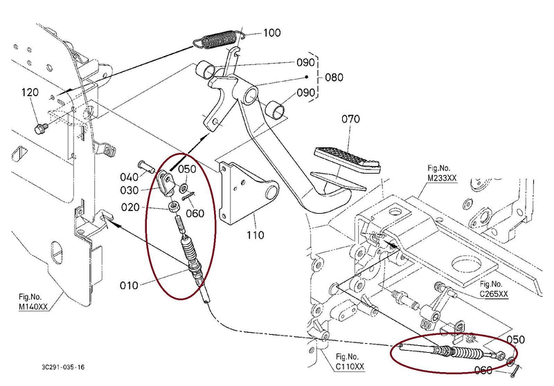 Load image into Gallery viewer, Clutch Cable Fits Kubota Part # 3C291-26522
