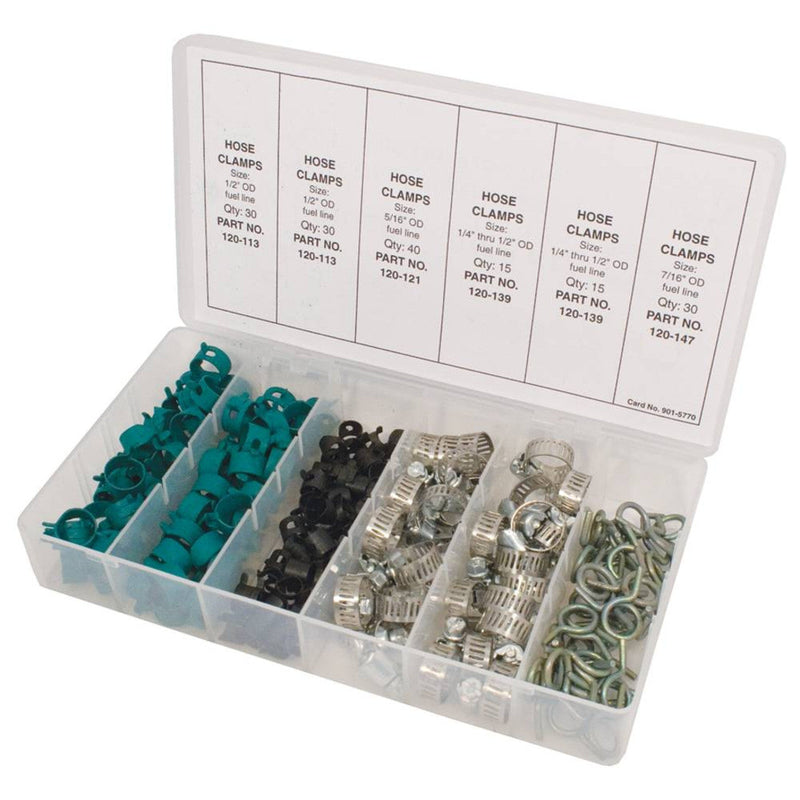 Load image into Gallery viewer, Hose Clamp Assortment 160 pieces Includes 30 of 1/4"-1/2" OD 415-170
