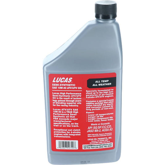 051-506 ATV Semi-synthetic Fits 10W-40 6 Btls/1 Qt Lucas Oil image 3