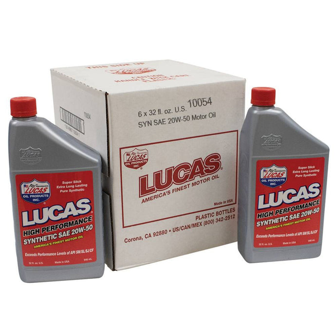 051-555 Synthetic Motor Oil for SAE 20W-50 6 Blts/1 Qt Lucas 10054 image 1