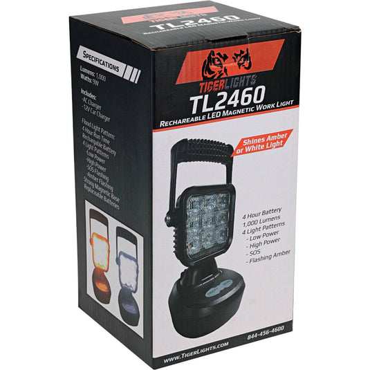 Rechargeable Tiger Lights LED Magnetic Work Light 3 3/8 Length, Flashing/Flood Off-Road Light