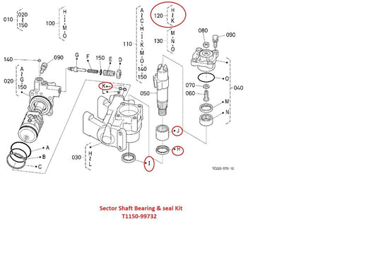 Sector Shaft Steering Seal Kit Fits Kubota L3200