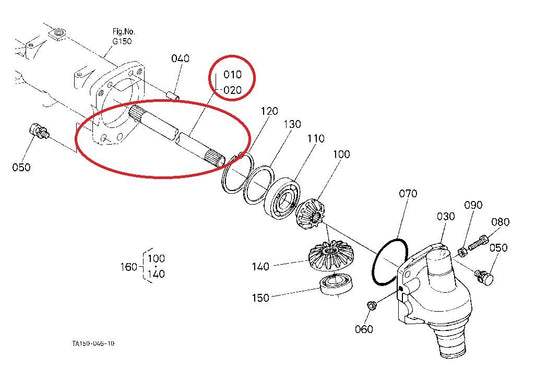 New Internal Right Side Front Axle for Kubota L48