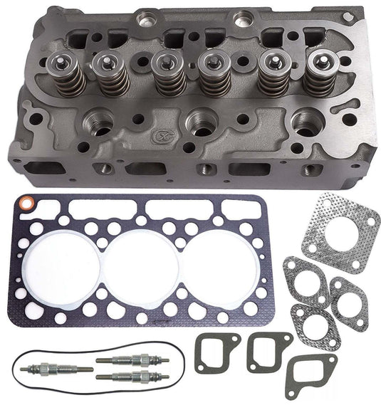 Complete Cylinder Head w/ Valves Gaskets & Glow Plugs Replaces Bobcat PN 6512767